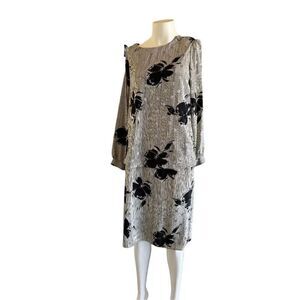 Maree L Vintage dress Jamaica grey black midi tiered long sleeve high neck dress